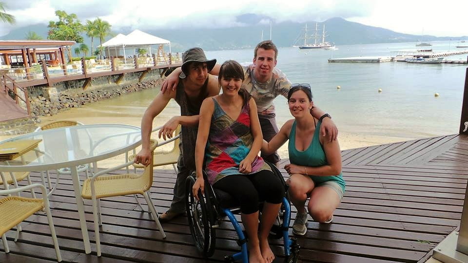 Beth with her friends and PA on holiday in Brazil